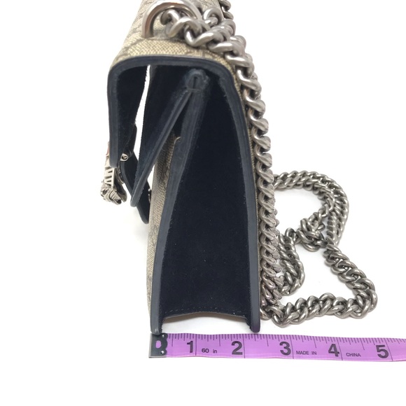 Authentic GUCCI GG Supreme Monogram Small Dionysus Bag Beige Ebony Black - Picture 9 of 16